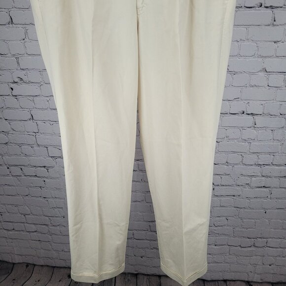 VTG Ermenegildo Zegna Ivory Cotton Pleated Chino Pants Italy Size 54 XL (35x31) - Picture 7 of 14